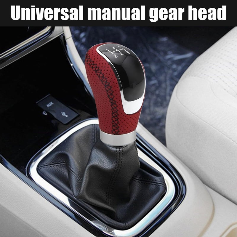 Osilly 5 Speed Shift Knob, Weighted Manual Gear Shifter Knobs, Leather Gear Shifting Handle, Automotive Manual Universal Transmission, Interior Automatic Replacement Parts (Red/Black) - Image 3